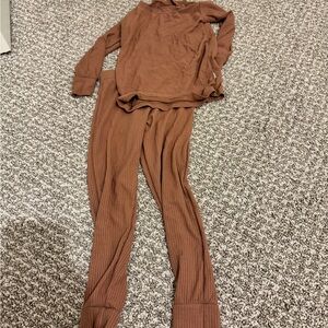 Little Sleepies Brown Ribbed PJS